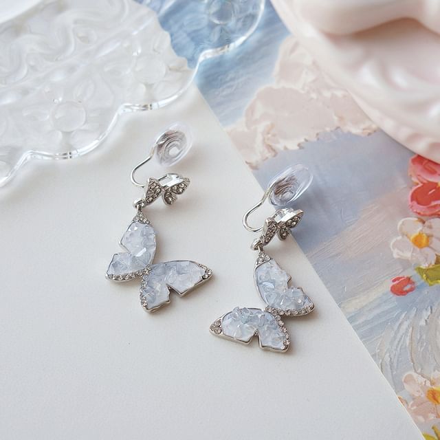 Drop Earring / On Clip Butterfly