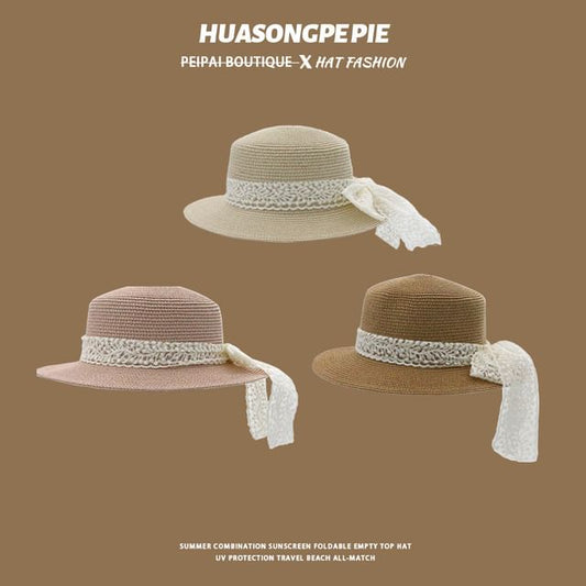 Trim Hat Straw Lace Boater