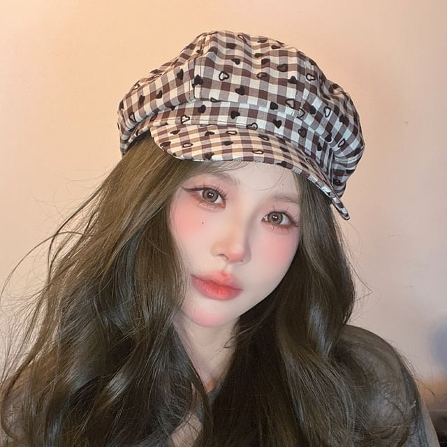 Print Cap Heart Newsboy