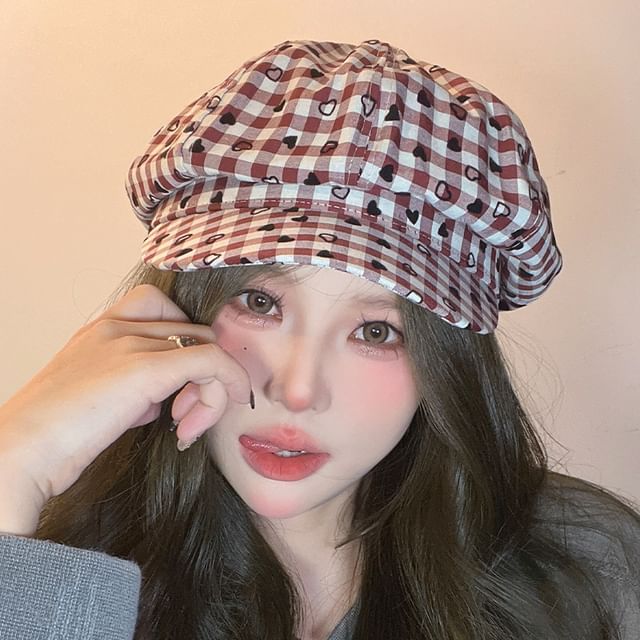 Print Cap Heart Newsboy