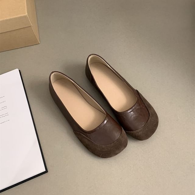 Faux Toe Flats Round Leather