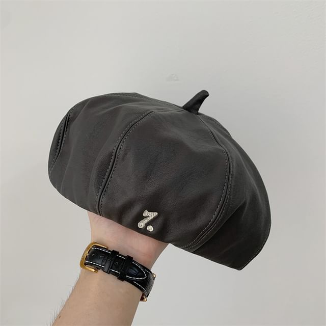 Faux Leather Numbering Beret