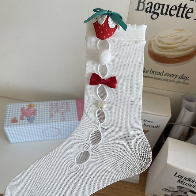 Bow Cutout Mesh Socks