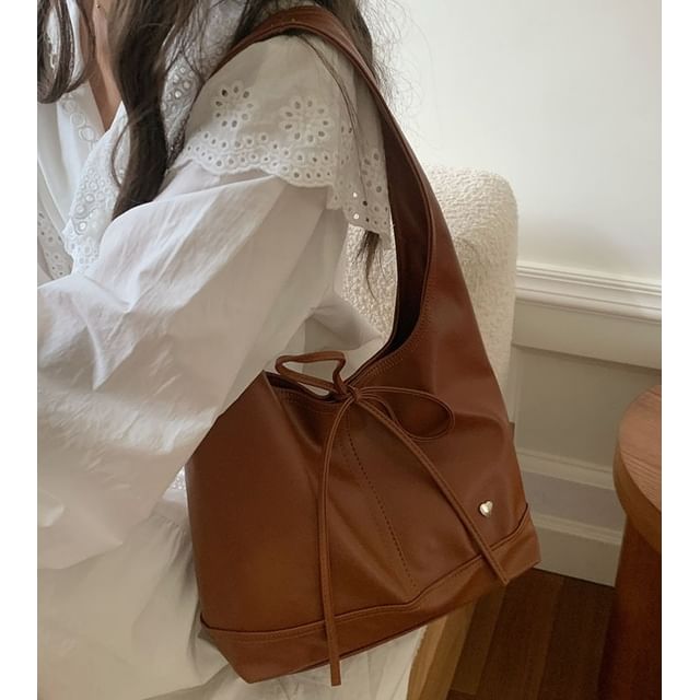 Tie-Up Bag Panel Tote Bow Heart Applique