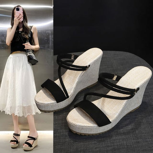 Wedge Strappy Platform Sandals Slide