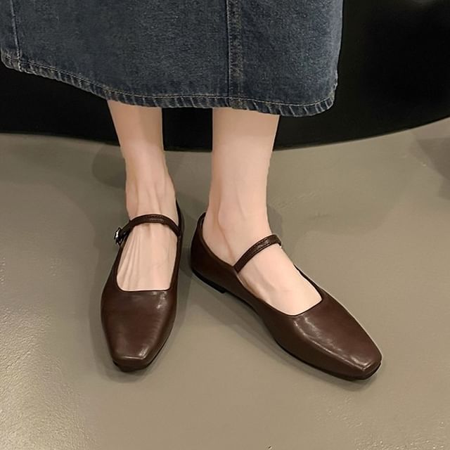 Square Toe Flats Mary Jane