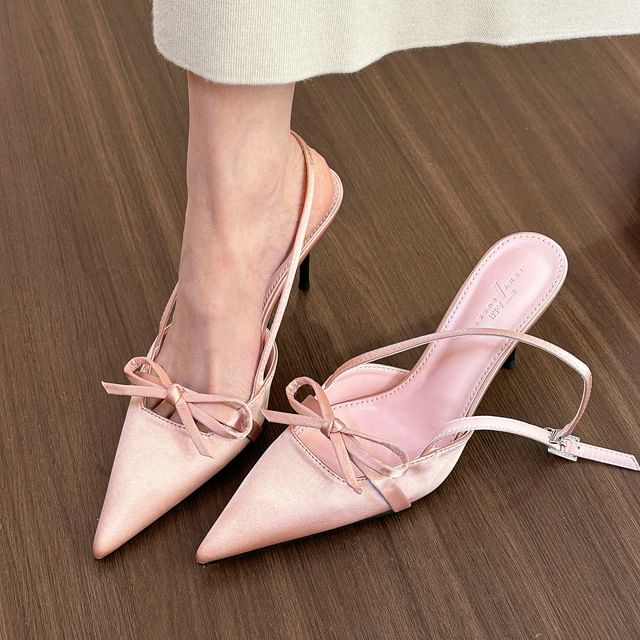 Sandals Pointed Bow Slingback Stiletto