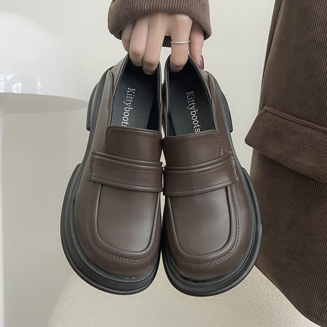 Chunky Heel Loafers Platform