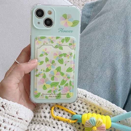 Card Case Floral Strap Holder Phone