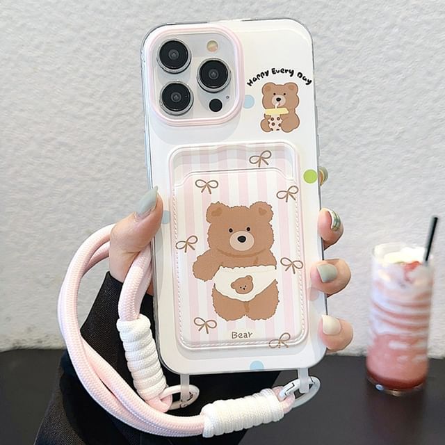 Case Strap Holder Card Bear Phone