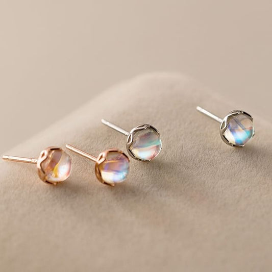 925 Sterling Silver Faux Moonstone Stud Earring