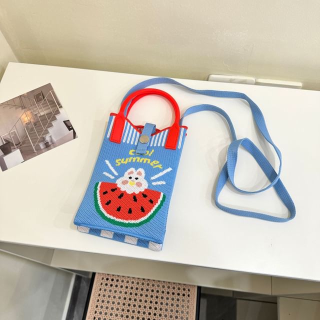 Top Print Knit Crossbody Bag Handle