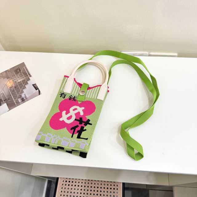 Top Print Knit Crossbody Bag Handle