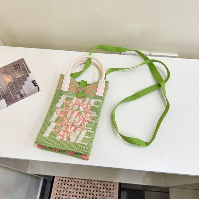 Top Print Knit Crossbody Bag Handle