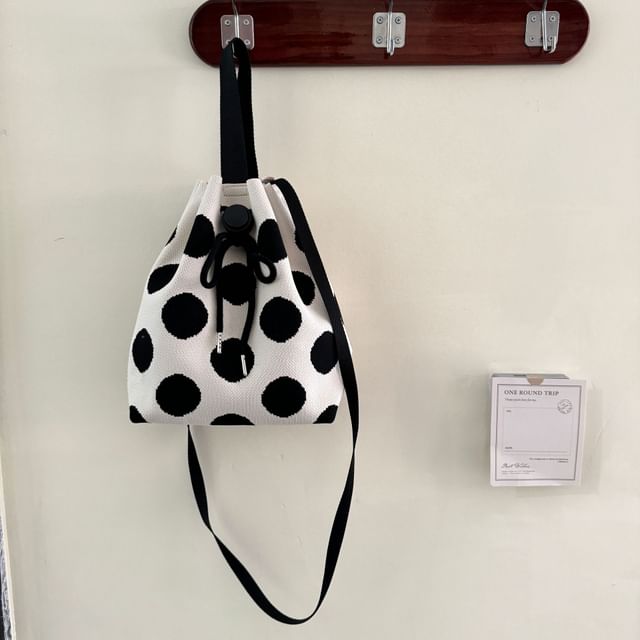 Knit Bag Drawstring Bucket Patterned