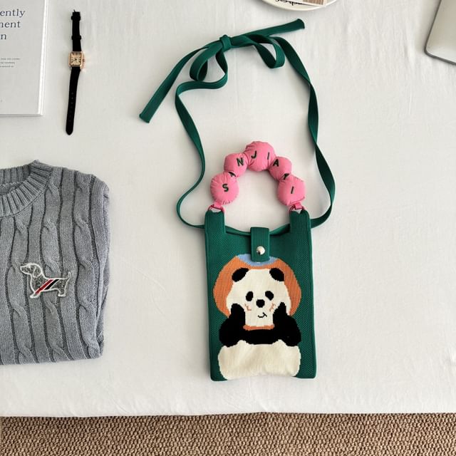 Cartoon Handle Top Crossbody Print Knit Donut Bag