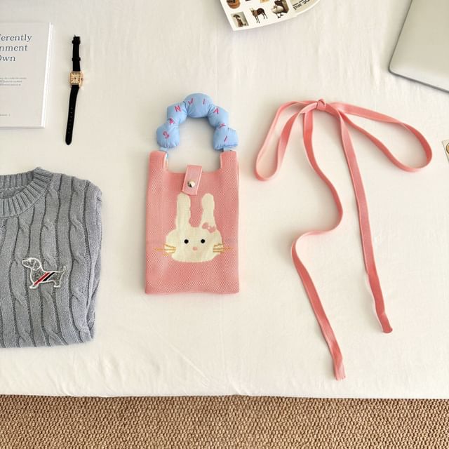 Cartoon Handle Top Crossbody Print Knit Donut Bag