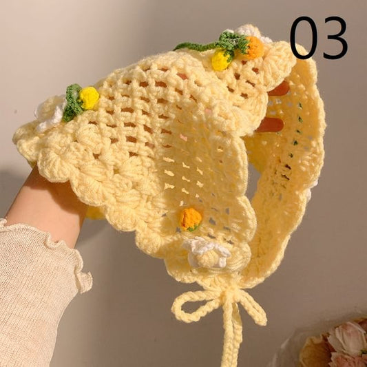 Tie Bonnet Crochet / Hat Floral Hair