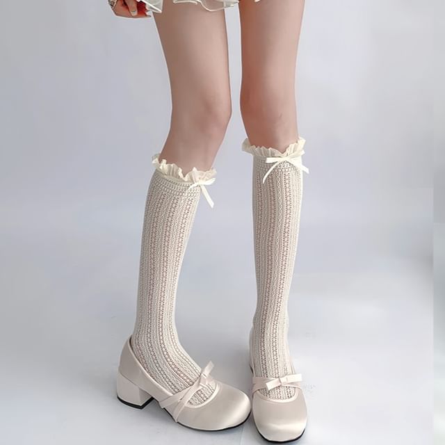 Ruffle Trimmed Knee High Socks Set