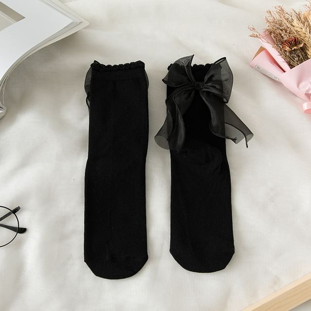 Plain Mesh Bow Back Socks