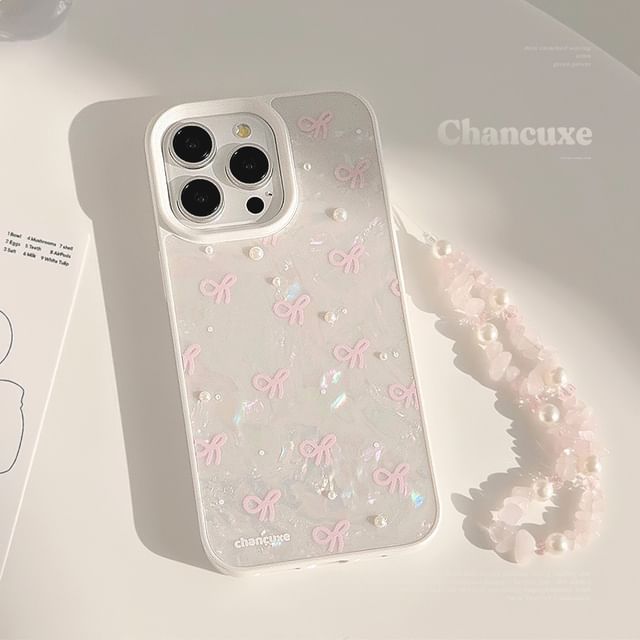 Set Adhesive Decoration Bow Strap Phone Case Faux / Pearl