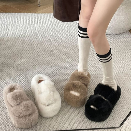 Fleece Plain Slide Sandals