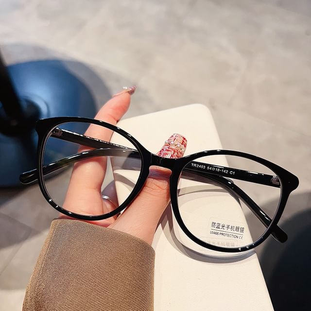 Blocking Frame Light Glasses Blue Round