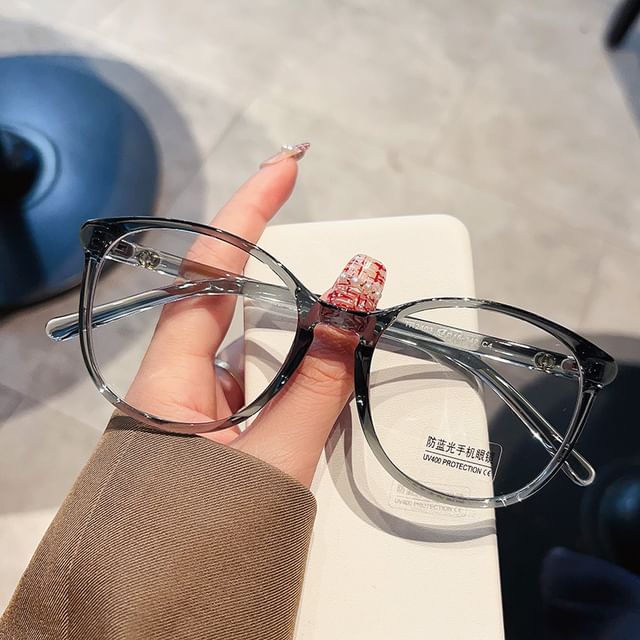 Blocking Frame Light Glasses Blue Round