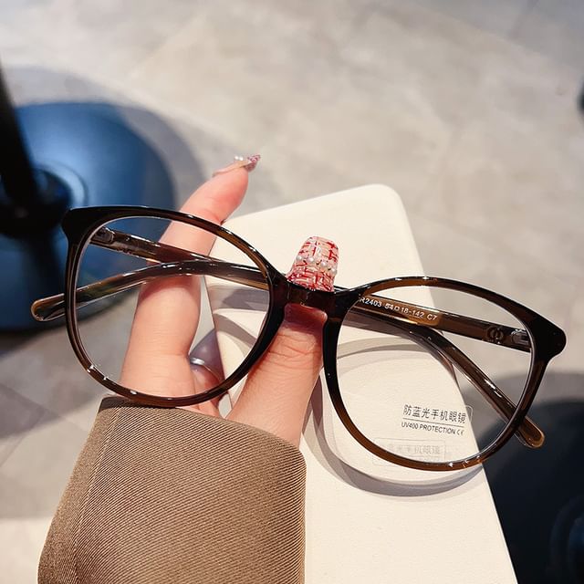 Blocking Frame Light Glasses Blue Round