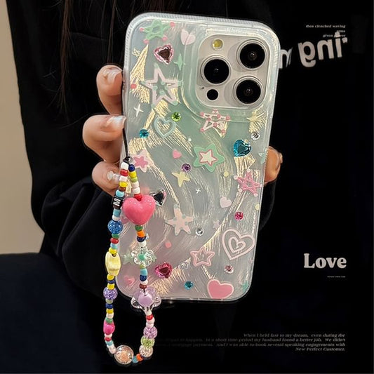 Star Case / Adhesive Decoration Rhinestone Phone Strap Set