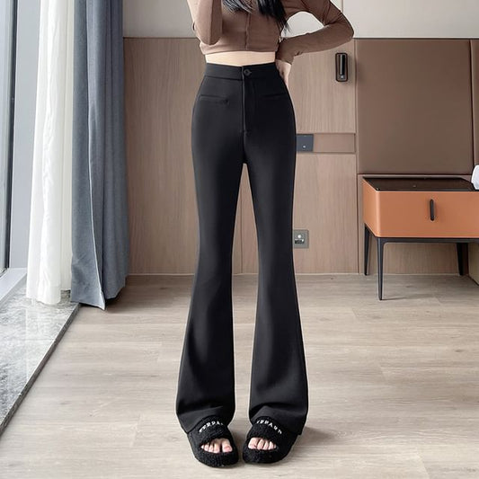 High Rise Plain Flared Dress Pants