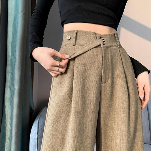 Mid Rise Plain Wide Leg Suit Pants