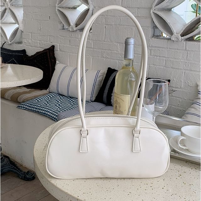 Plain Shoulder Leather Bag Faux