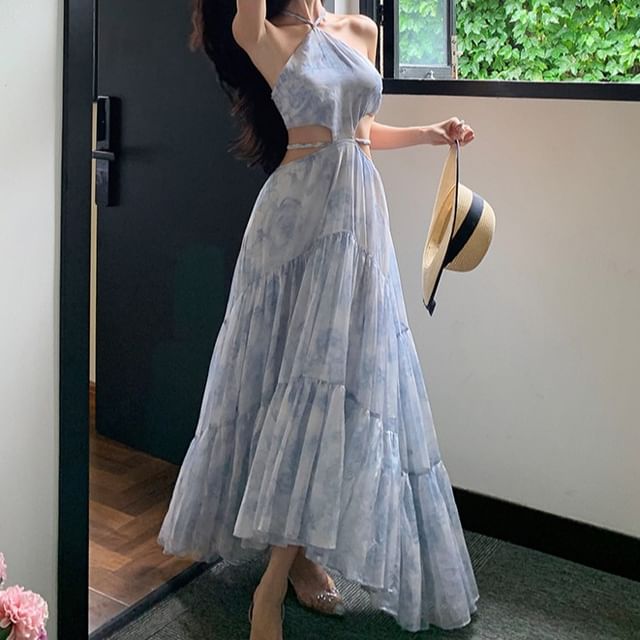 Neckholder Rückenfrei Batikdruck Maxi A