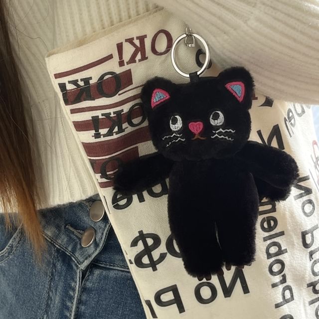 Cat Chenille Bag Charm Keyring