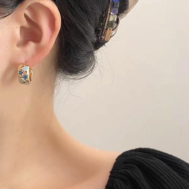 Earring Pattern Hoop Star Half