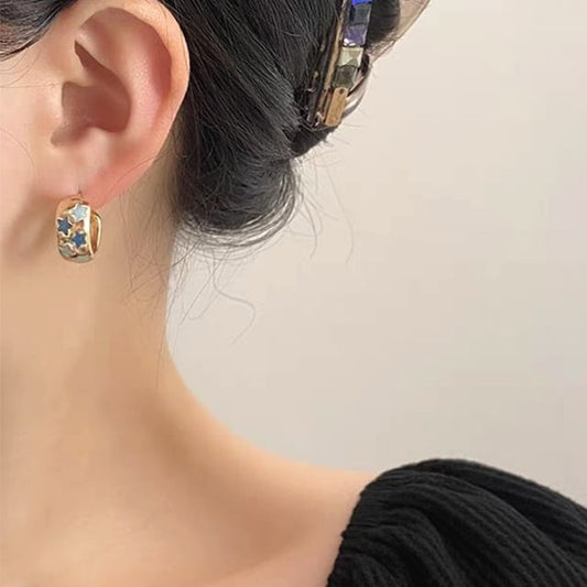 Earring Pattern Hoop Star Half