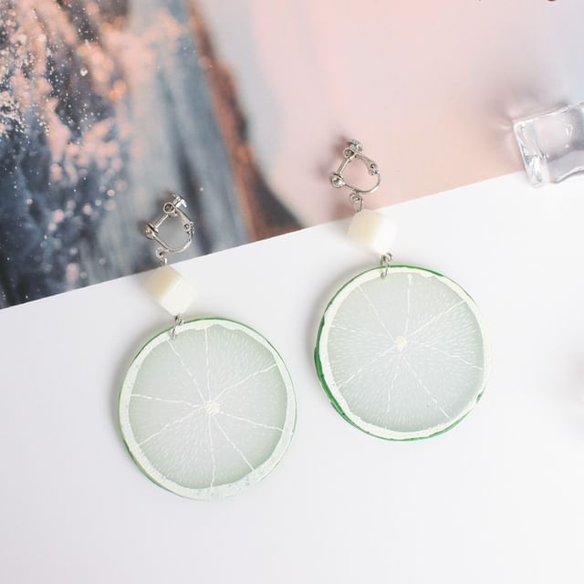 Earring Lemon / Clip On Slice Drop