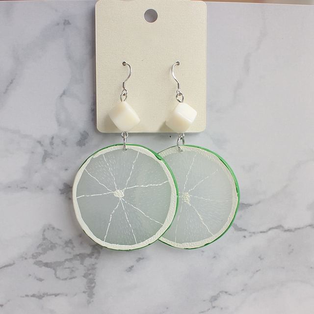 Earring Lemon / Clip On Slice Drop