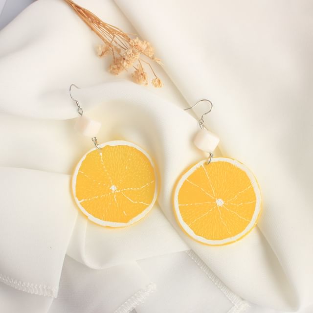 Earring Lemon / Clip On Slice Drop