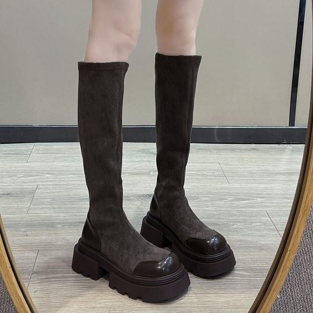 Cap Toe Platform Tall Boots