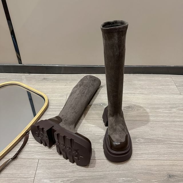 Cap Toe Platform Tall Boots