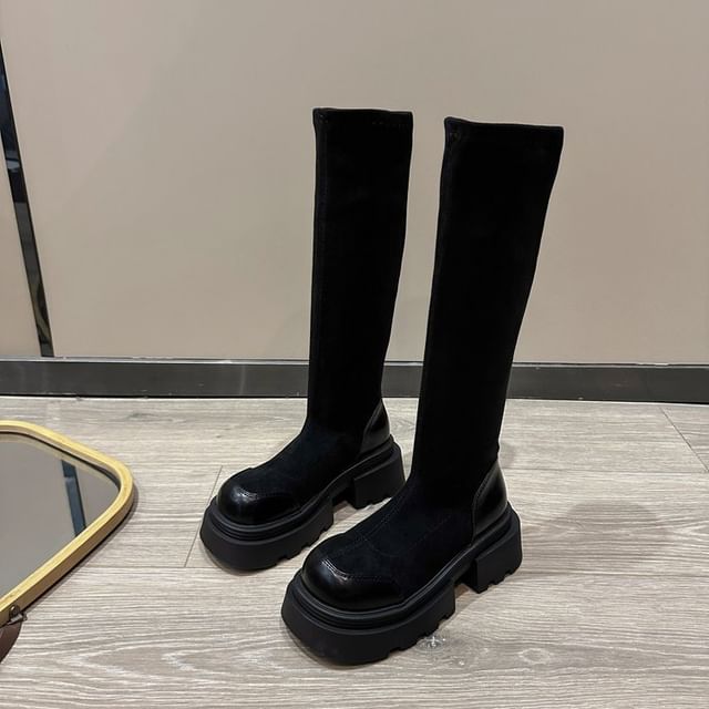 Cap Toe Platform Tall Boots