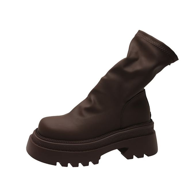 Sock Boots Plain Short Platform