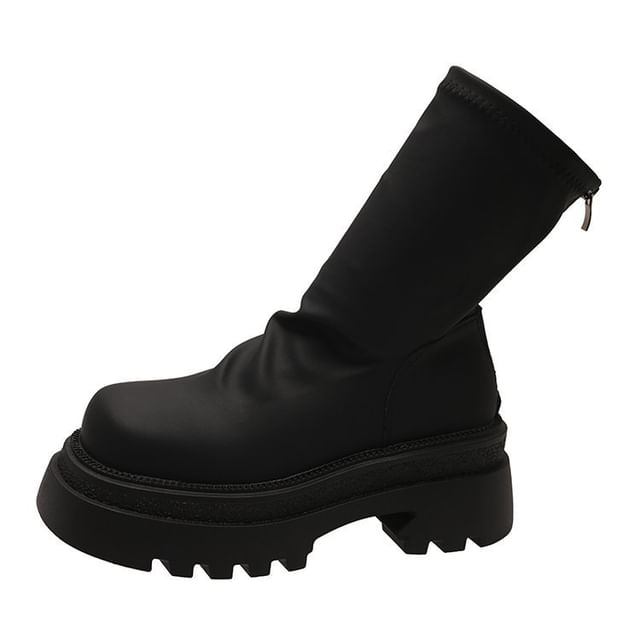 Sock Boots Plain Short Platform