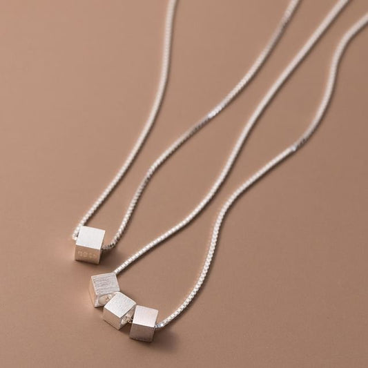 925 Sterling Silver Cube Necklace