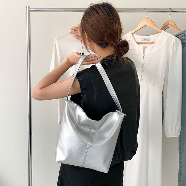 Bag Faux Leather Tote Plain