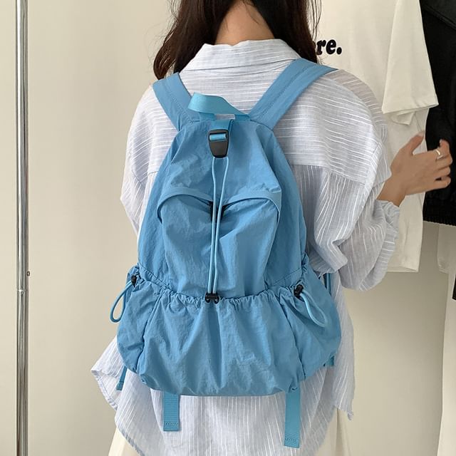 Drawstring Nylon Plain Backpack