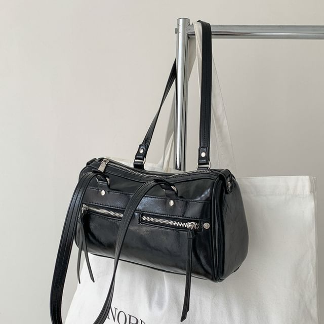 Plain Faux Bag Tote Leather