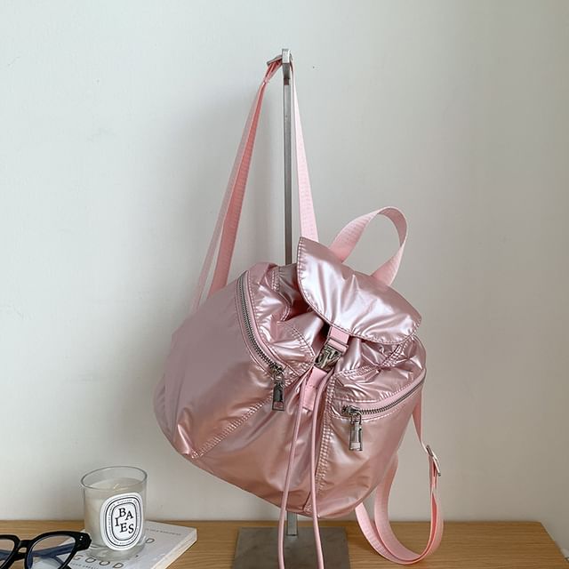 Plain Buckled Backpack Drawstring